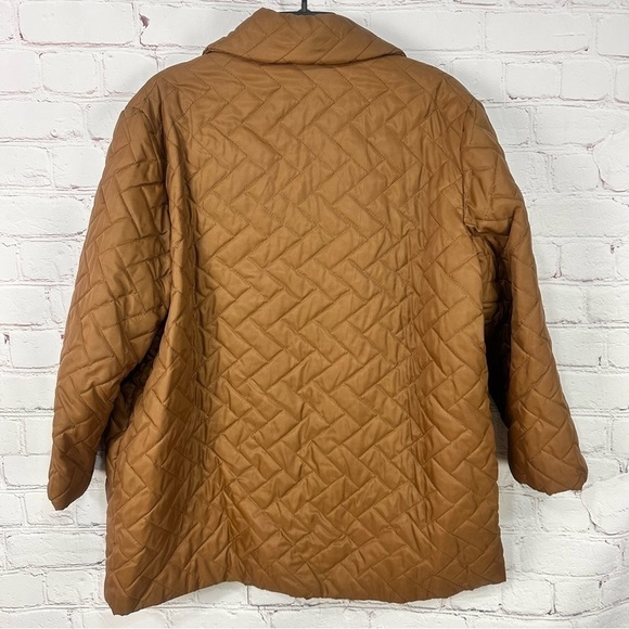 Women’s vintage plus size quilted puffer brown coat 2X pockets neutral - Picture 2 of 5